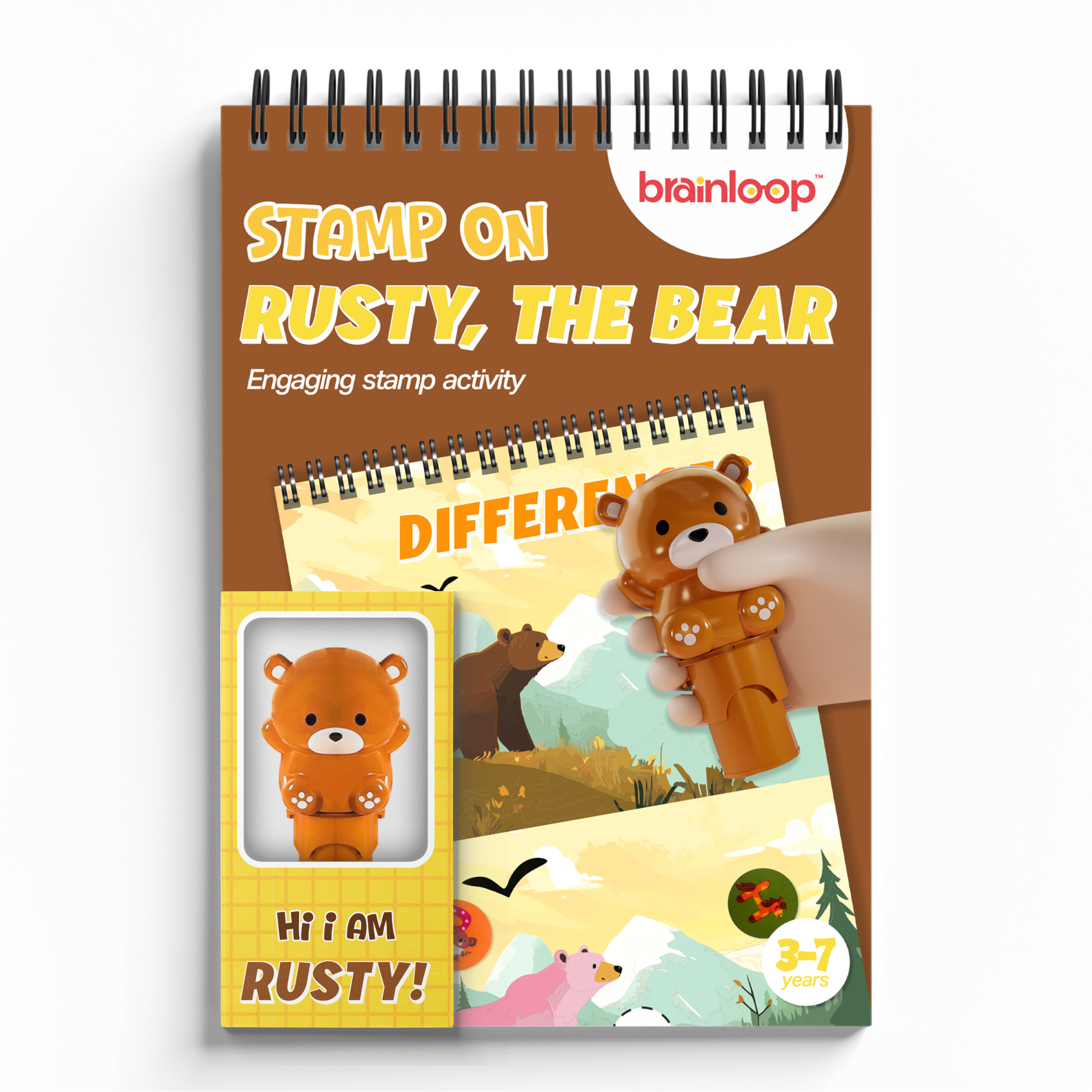 Stamp on – Rusty, the Bear | 3D Bear Stamper, Activity Pad and 100 Stamps (3-7 years)