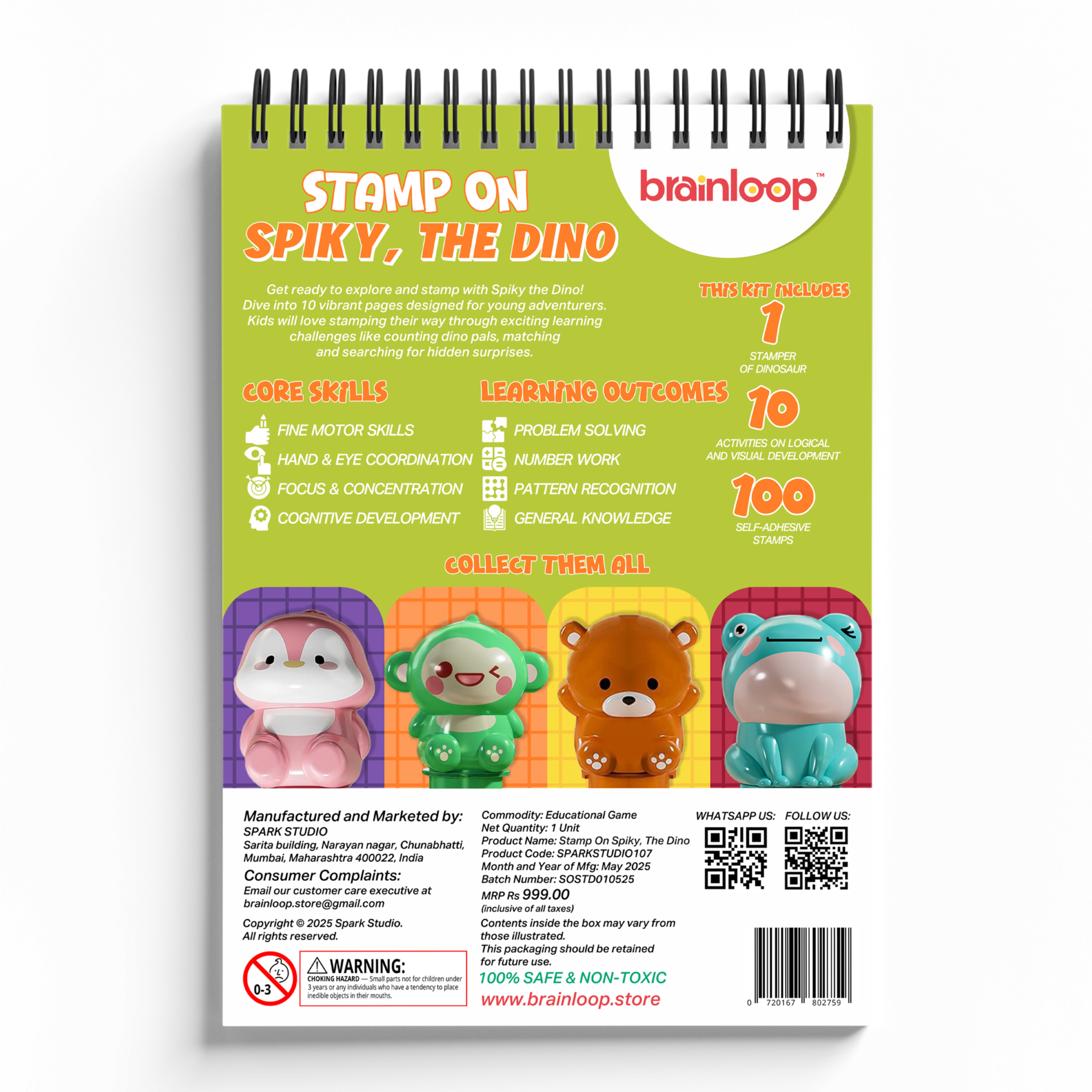Stamp on – Spiky, the Dino | 3D Dinosaur Stamper, Activity Pad and 100 Stamps (3-7 years) - Image 8