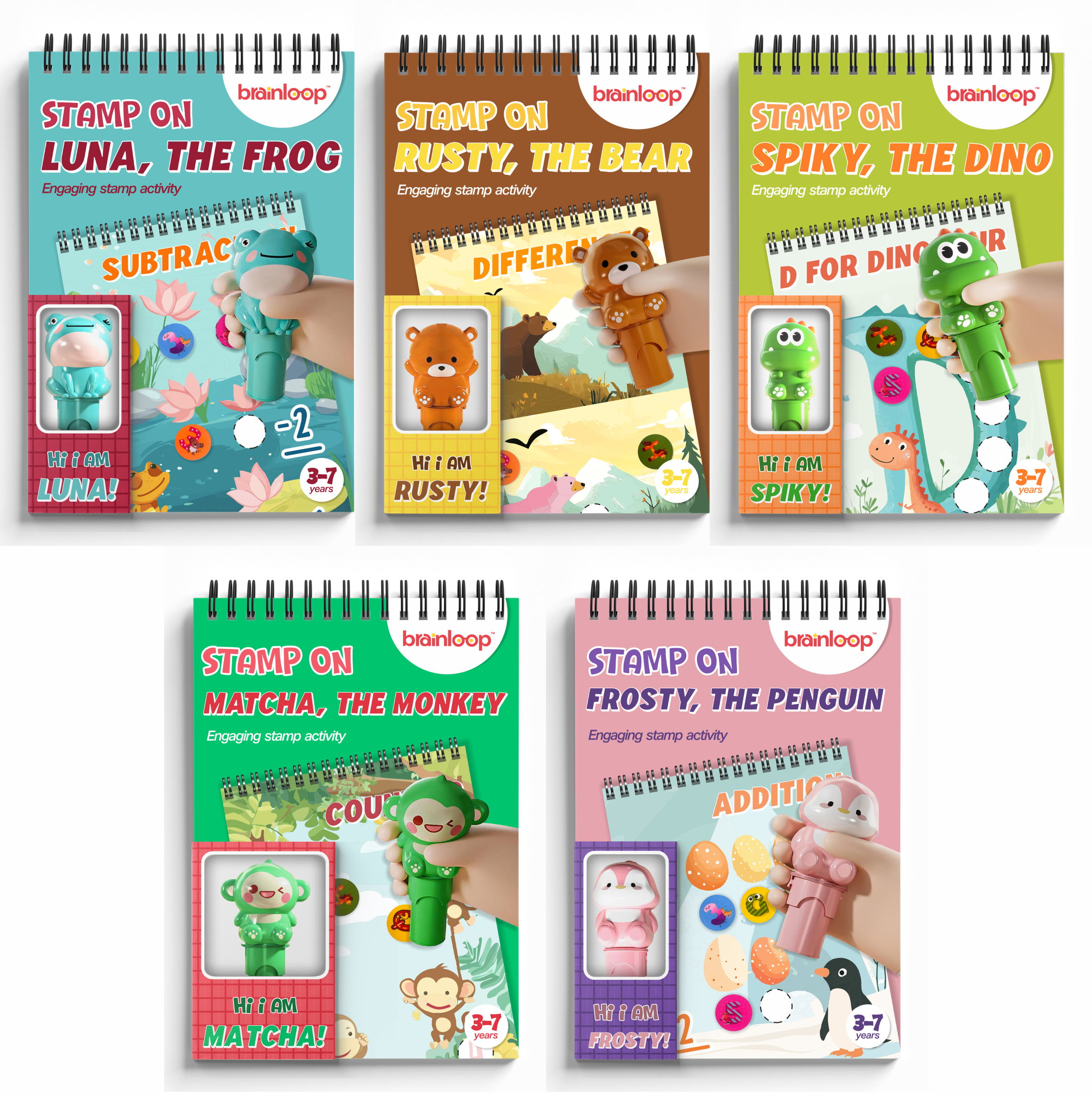 Stamp on - All 5 Combo | 3D Animal Stampers, Activity Pad and 500 Stamps (3-7 years)